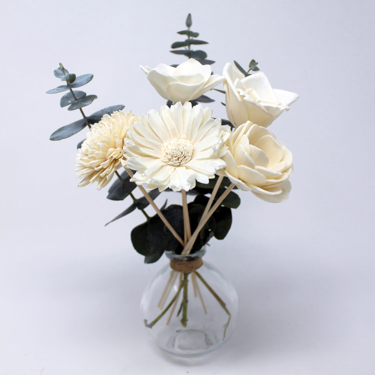 5 All White Assorted Diffuser Flower Set